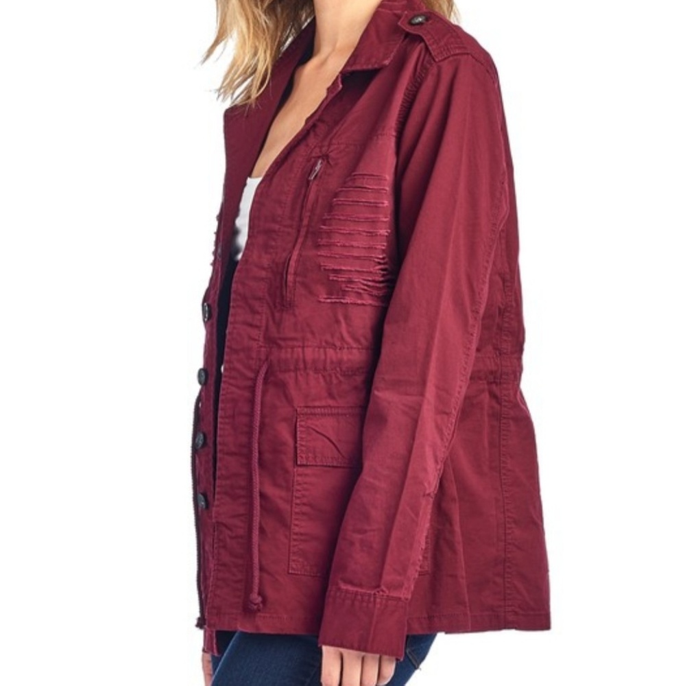 Destructed Wine Utility Jacket